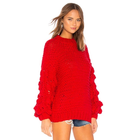 TULAROSA Chunky Sleeve Sweater Red Small Revolve - Picture 2 of 13